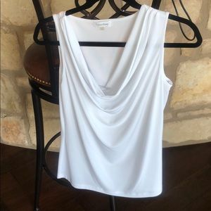 White cowl neck blouse